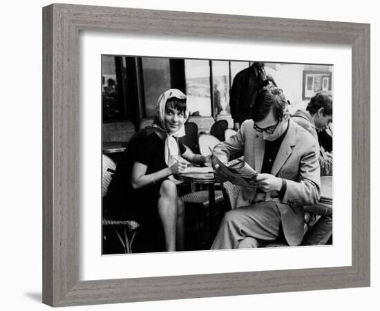 Bernadette Lafont and Claude Chabrol sur le tournage du film Les Godelureaux by ClaudeChabrol, 1961-null-Framed Photo