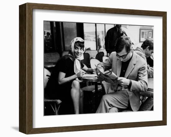 Bernadette Lafont and Claude Chabrol sur le tournage du film Les Godelureaux by ClaudeChabrol, 1961-null-Framed Photo