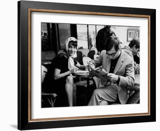 Bernadette Lafont and Claude Chabrol sur le tournage du film Les Godelureaux by ClaudeChabrol, 1961-null-Framed Photo