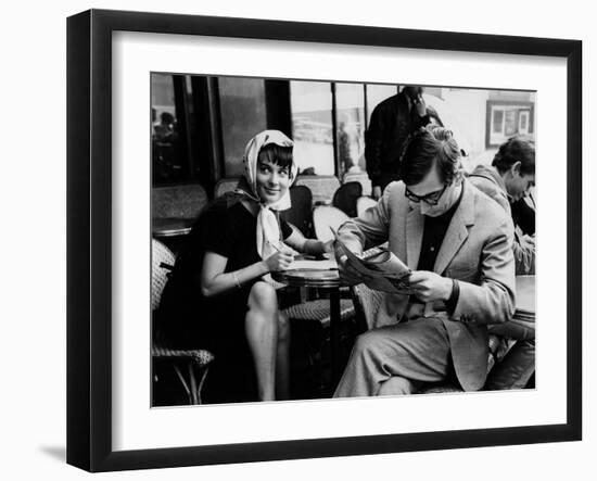 Bernadette Lafont and Claude Chabrol sur le tournage du film Les Godelureaux by ClaudeChabrol, 1961-null-Framed Photo