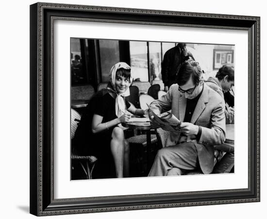 Bernadette Lafont and Claude Chabrol sur le tournage du film Les Godelureaux by ClaudeChabrol, 1961-null-Framed Photo