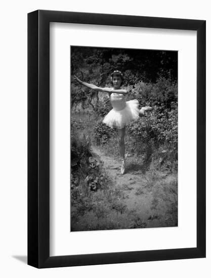 Bernadette Lafont, as a child, dancer, c. 1949, Nimes (b/w photo)-null-Framed Photo