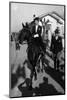 Bernadette Lafont as a young woman (16) on horse in Nimes, France, 1954 (b/w photo)-null-Mounted Photo