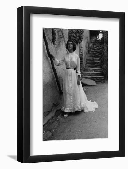 Bernadette Lafont, as young woman (15) in Nimes, 1953 (b/w photo)-null-Framed Photo