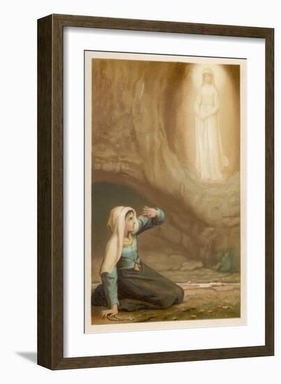 Bernadette Soubirous While Gathering Firewood Suddenly Sees the Virgin Mary in the Grotto-Laugee-Framed Art Print