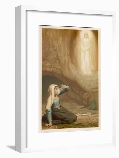 Bernadette Soubirous While Gathering Firewood Suddenly Sees the Virgin Mary in the Grotto-Laugee-Framed Art Print