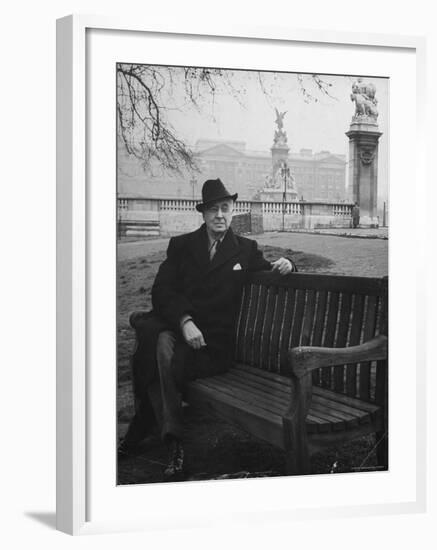 Bernard Baruch Sitting Alone on a Bench in St. James Park-Bob Landry-Framed Premium Photographic Print