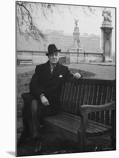 Bernard Baruch Sitting Alone on a Bench in St. James Park-Bob Landry-Mounted Premium Photographic Print