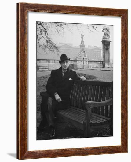 Bernard Baruch Sitting Alone on a Bench in St. James Park-Bob Landry-Framed Premium Photographic Print