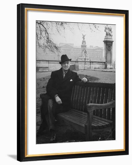 Bernard Baruch Sitting Alone on a Bench in St. James Park-Bob Landry-Framed Premium Photographic Print