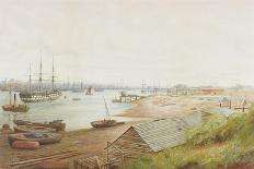 A Busy River Scene with Numerous Vessels (Pencil, Watercolour and Bodycolour on Paper)-Bernard Benedict Hemy-Giclee Print