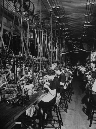 Men and Women Working in the Elgin National Watch Co. Factory Premium Photographic Print Bernard Hoffman Art