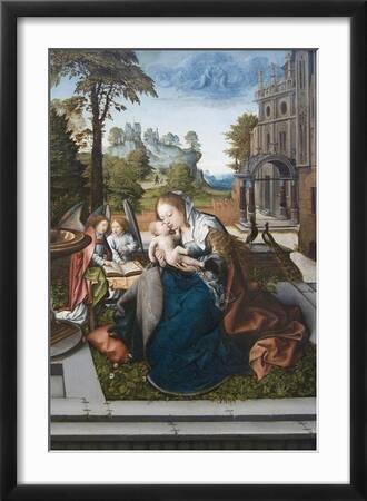 Affiche Vierge Et Enfant Avec Anges – Bernaert Van Oerly – Reproduction Buyenlarge – Plusieurs Tailles