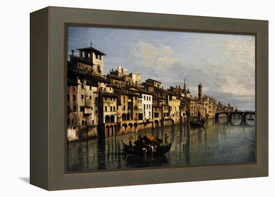 Bernardo Bellotto (1721-1780). The River Arno in Florence, 1742-Bernardo Bellotto-Framed Premier Image Canvas