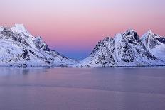 Norway, Lofoten, Moskenesoya, Kirkefjord, Pure Mountains-Bernd Rommelt-Framed Premier Image Canvas