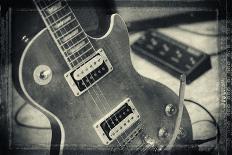 Guitar with Loudspeaker Boxes in the Background, Selective Focus, Polaroid Style-Bernd Wittelsbach-Photographic Print