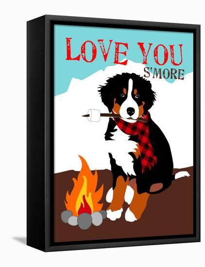 Bernese Mountain Dog - Love You S'More-Ginger Oliphant-Framed Stretched Canvas