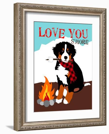 Bernese Mountain Dog - Love You S'More-Ginger Oliphant-Framed Art Print