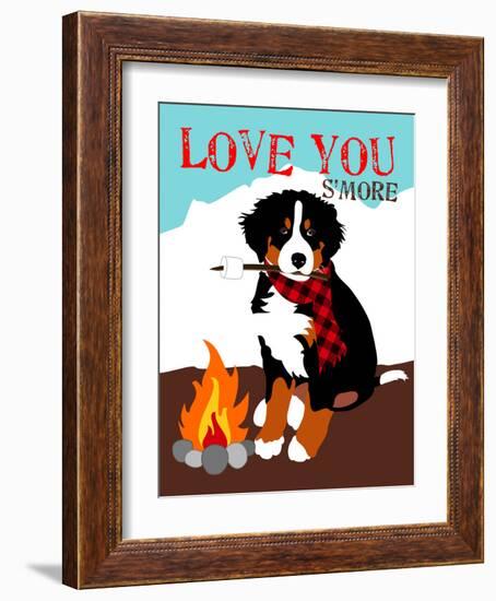 Bernese Mountain Dog - Love You S'More-Ginger Oliphant-Framed Art Print