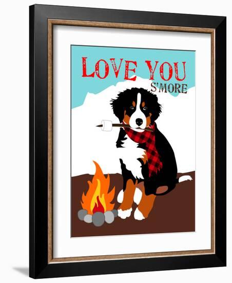 Bernese Mountain Dog - Love You S'More-Ginger Oliphant-Framed Art Print