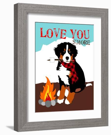 Bernese Mountain Dog - Love You S'More-Ginger Oliphant-Framed Art Print