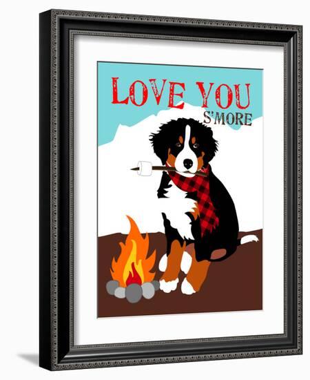 Bernese Mountain Dog - Love You S'More-Ginger Oliphant-Framed Art Print