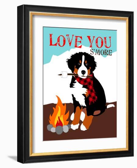 Bernese Mountain Dog - Love You S'More-Ginger Oliphant-Framed Art Print