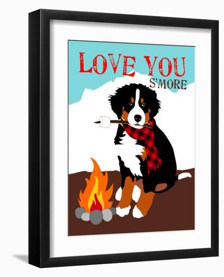 Bernese Mountain Dog - Love You S'More-Ginger Oliphant-Framed Art Print