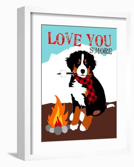 Bernese Mountain Dog - Love You S'More-Ginger Oliphant-Framed Art Print