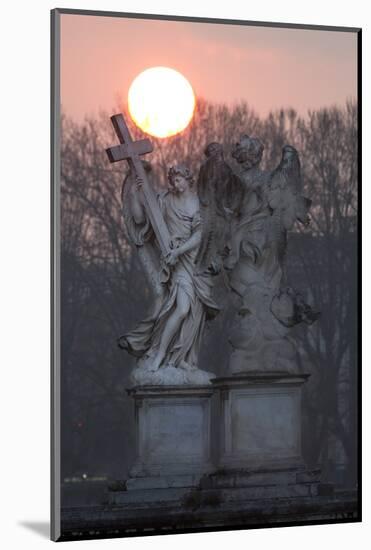 Bernini's Breezy Maniac Angels Statues on the Ponte Sant'Angelo at Sunrise, Rome, Lazio, Italy-Stuart Black-Mounted Photographic Print