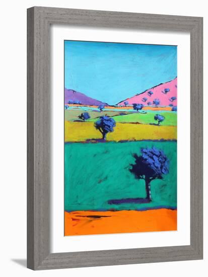 Berrow Down, 2021 (acrylic on paper)-Paul Powis-Framed Giclee Print