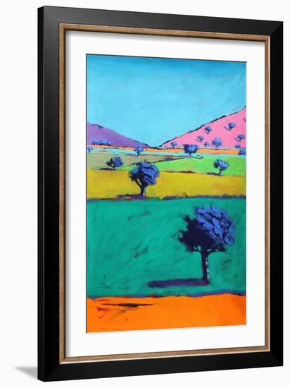 Berrow Down, 2021 (acrylic on paper)-Paul Powis-Framed Giclee Print