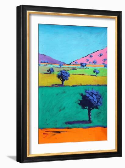 Berrow Down, 2021 (acrylic on paper)-Paul Powis-Framed Giclee Print