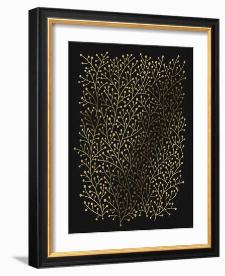 Berry Branches in Black and Gold-Cat Coquillette-Framed Art Print