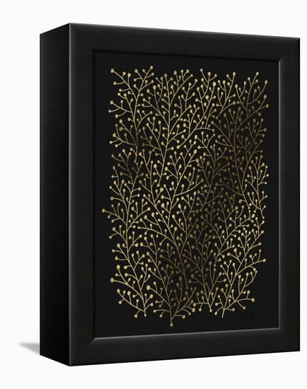 Berry Branches in Black and Gold-Cat Coquillette-Framed Stretched Canvas