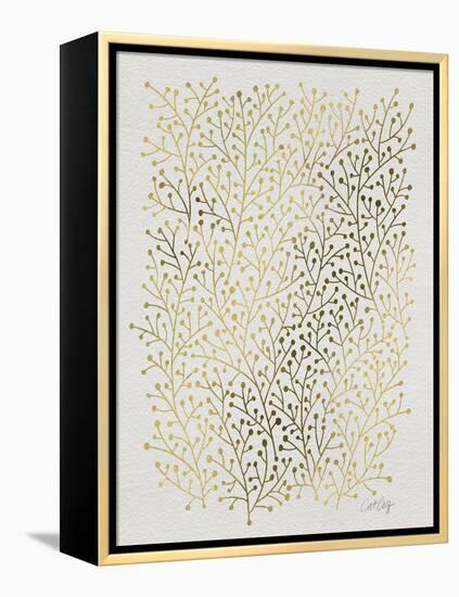 Berry Branches in Gold-Cat Coquillette-Framed Stretched Canvas