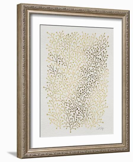 Berry Branches in Gold-Cat Coquillette-Framed Art Print