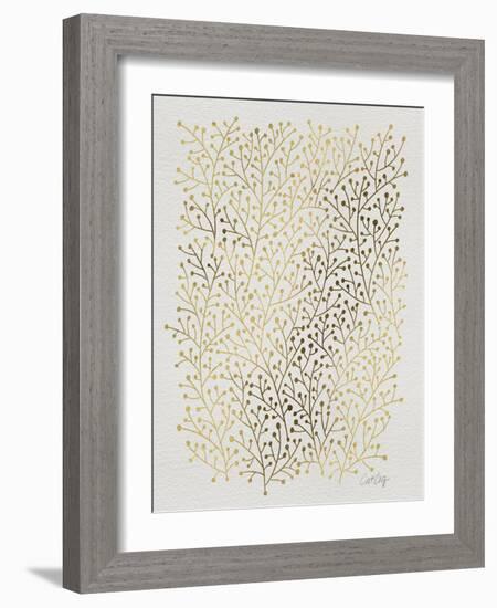 Berry Branches in Gold-Cat Coquillette-Framed Art Print