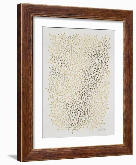 Berry Branches in Gold-Cat Coquillette-Framed Art Print