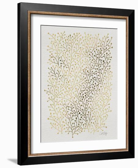 Berry Branches in Gold-Cat Coquillette-Framed Art Print