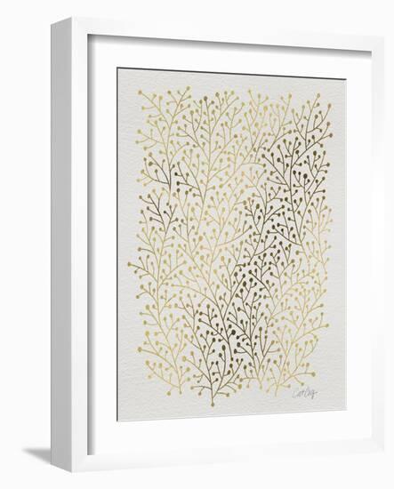 Berry Branches in Gold-Cat Coquillette-Framed Art Print