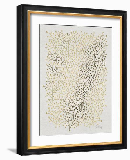 Berry Branches in Gold-Cat Coquillette-Framed Art Print