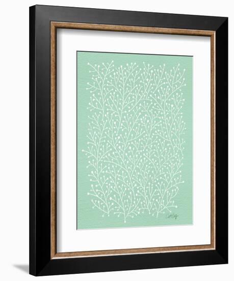 Berry Branches in Mint-Cat Coquillette-Framed Art Print