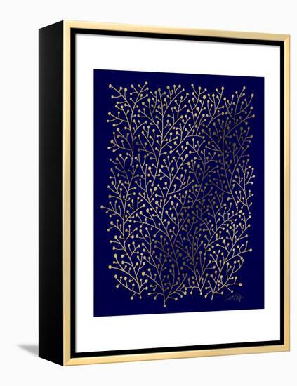 Berry Branches in Navy and Gold-Cat Coquillette-Framed Premier Image Canvas