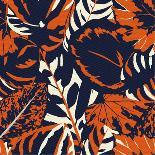 Tropical Summer Floral Safari with Exotic Animals Leopard and Tropic Plants and Leaves Hand Drawn W-Berry2046-Art Print