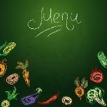 Chalkboard with Vegetables for Restaurant Menu-BerSonnE-Art Print