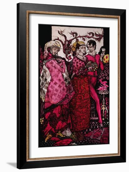 "Bert the Bigfoot, Sung by Villon" Illustration by Harry Clarke from 'Queens' by J.M. Synge-Harry Clarke-Framed Giclee Print