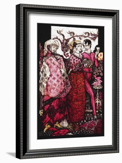 Bert the Bigfoot, Sung by Villon'. 'Queens', Nine Glass Panels Acided, Stained and Painted,…-Harry Clarke-Framed Giclee Print