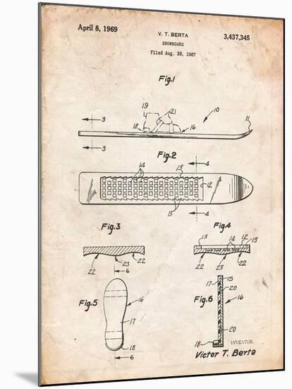 Berta Magnetic Boot Snowboard Patent-Cole Borders-Mounted Art Print