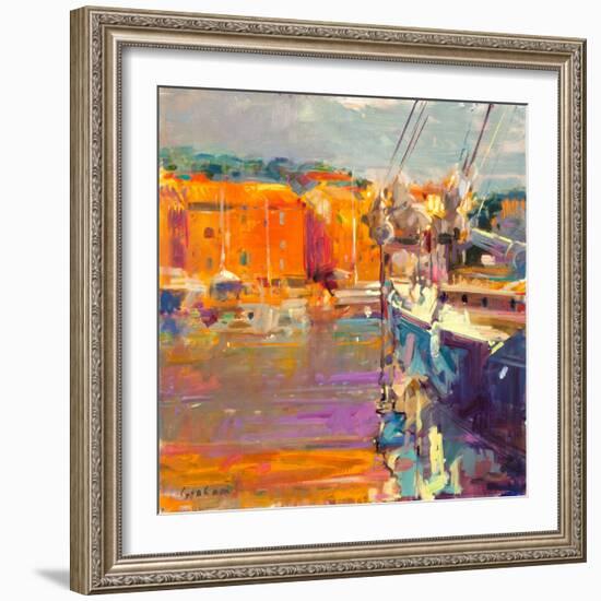 Berth at Saint-Tropez, 2021 (Oil on Canvas)-Peter Graham-Framed Giclee Print